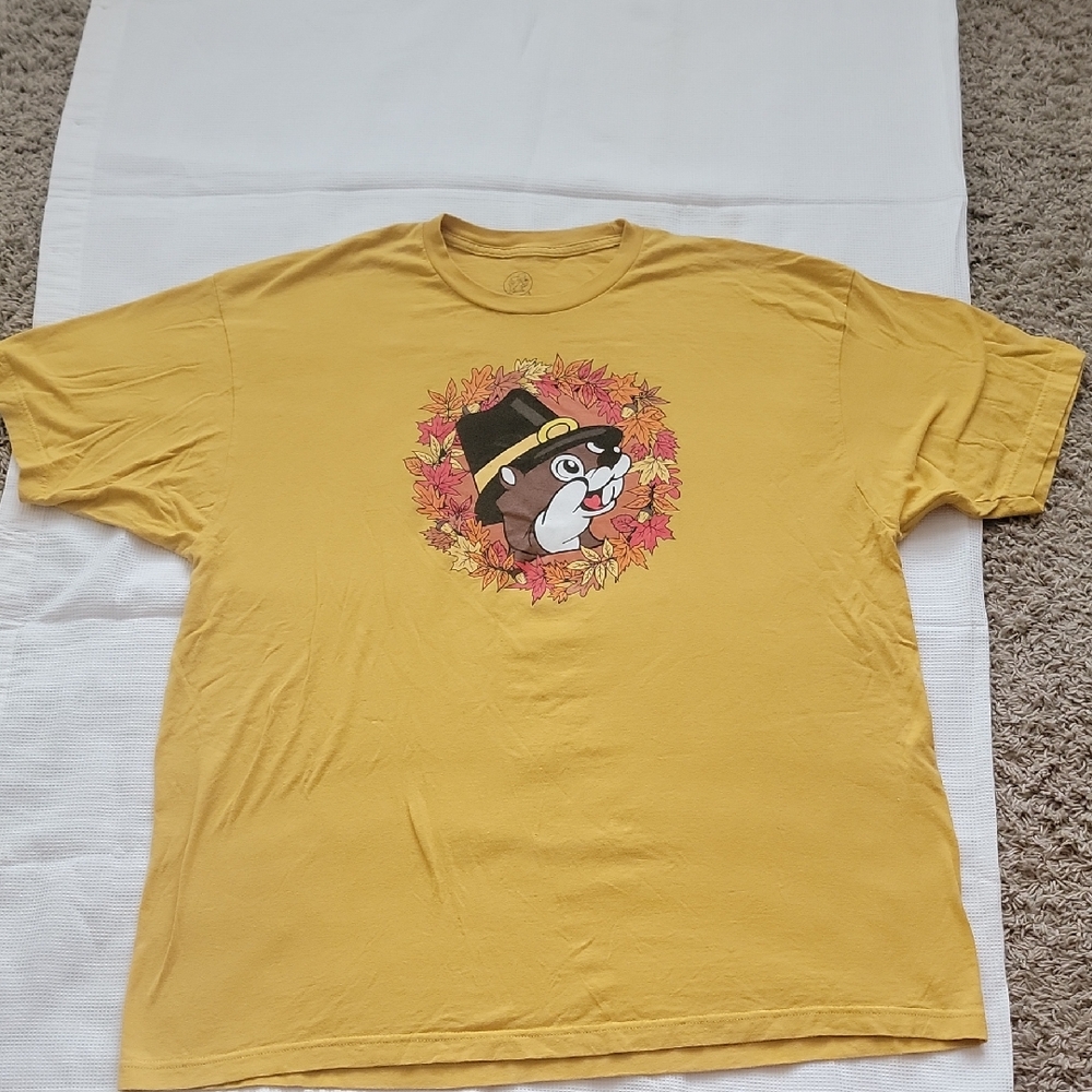 Buc-ee-s Golden Yellow T-Shirt with Cartoon Graphic